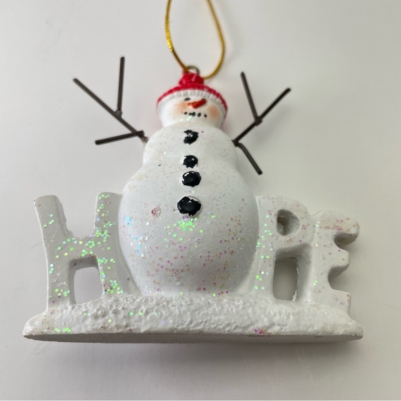 Snowman Hope Ornament Signed Stouffer 2008  Pair - Picture 12 of 15